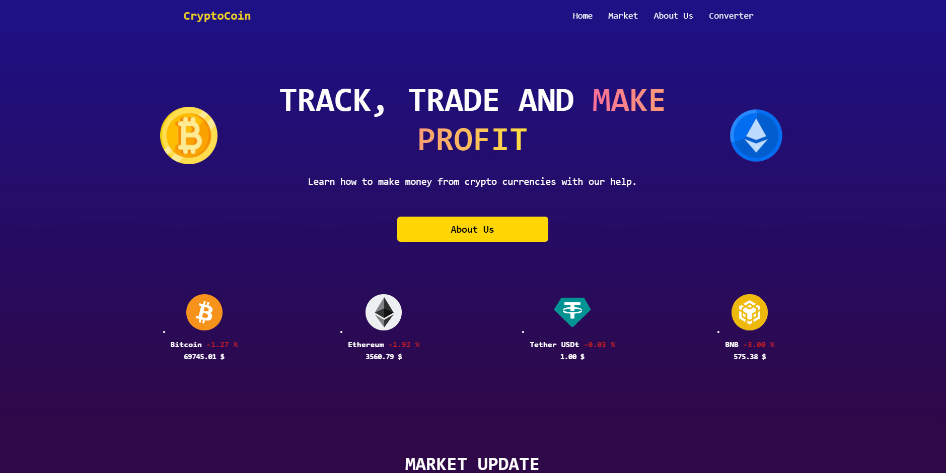 CryptoCoin project screenshot